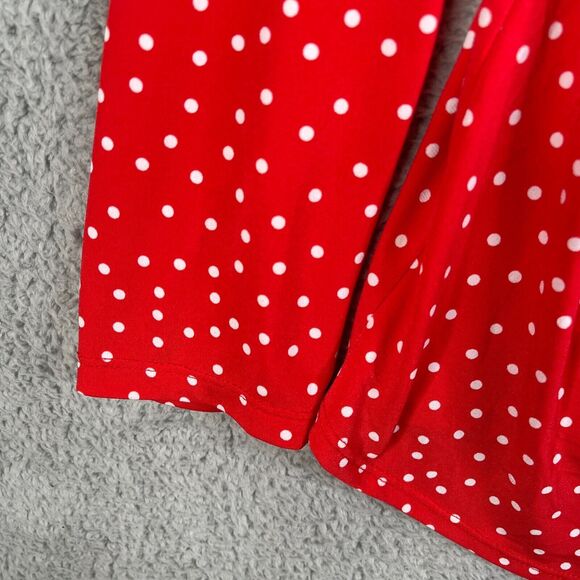 Susan Graver Blouse Womens XL Red Polka Dot V Neck Top Long Sleeve Keyhole - Picture 4 of 8